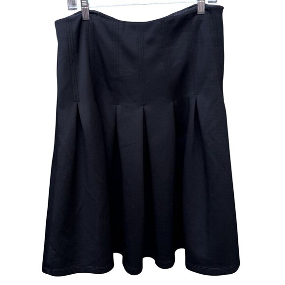 Asos Womens Black Pleated Midi Skirt Size 10 Polyester Blend Office Wear Casual - Picture 1 of 6